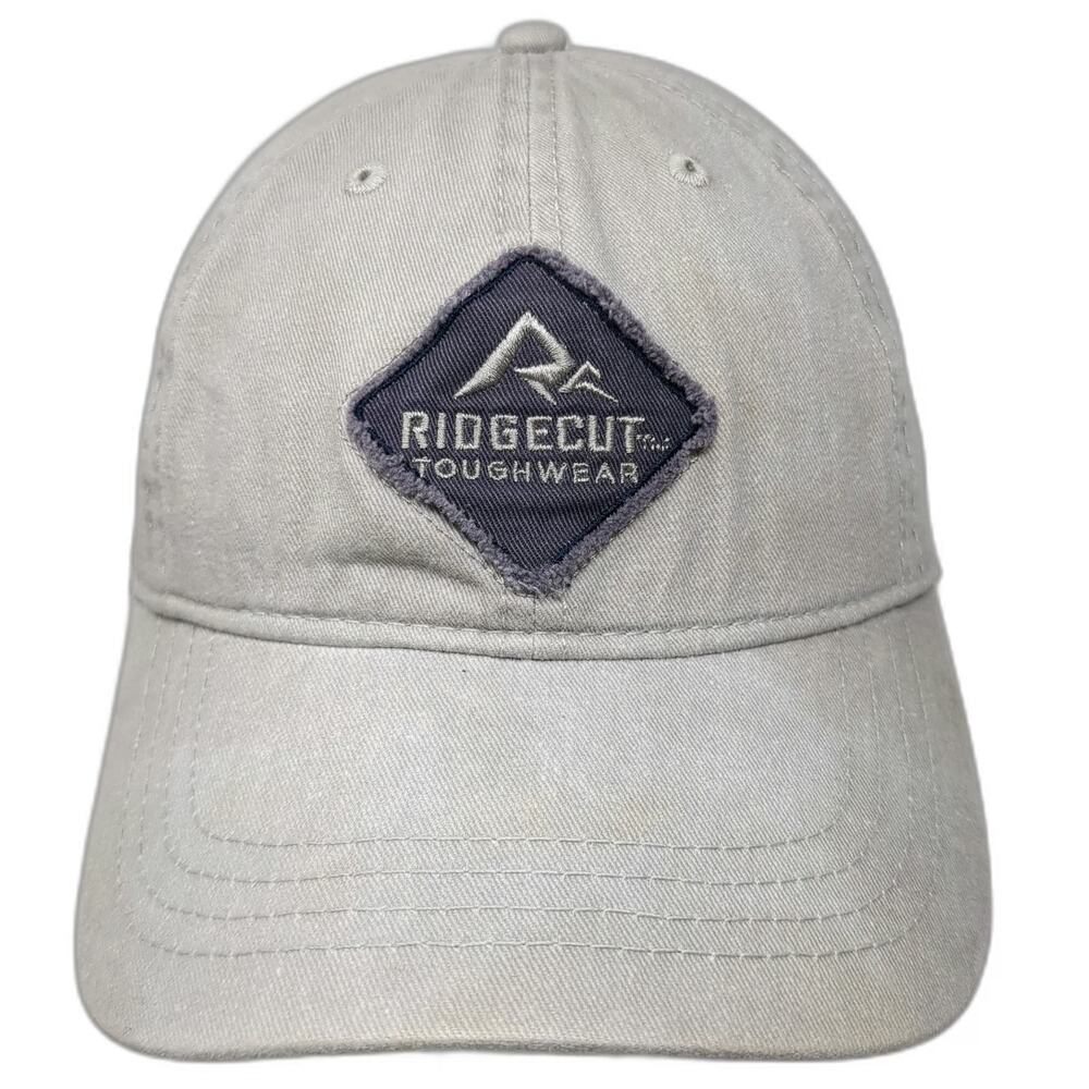 Ridgecut Baseball Cap Gray One Size Slideback Mountain Logo Frayed Patch Hat